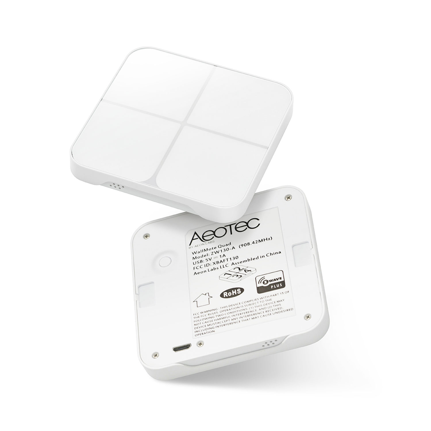 Aeotec WallMote Quad -  Funkwandschalter 4 Tasten Z-Wave Plus ZW130