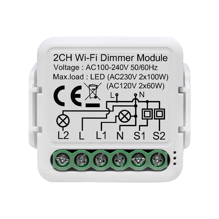 Netplus 2-channel Triac Dimmer WLAN Dimmer 2-Kanal SmartLife oder Tuya Smart App