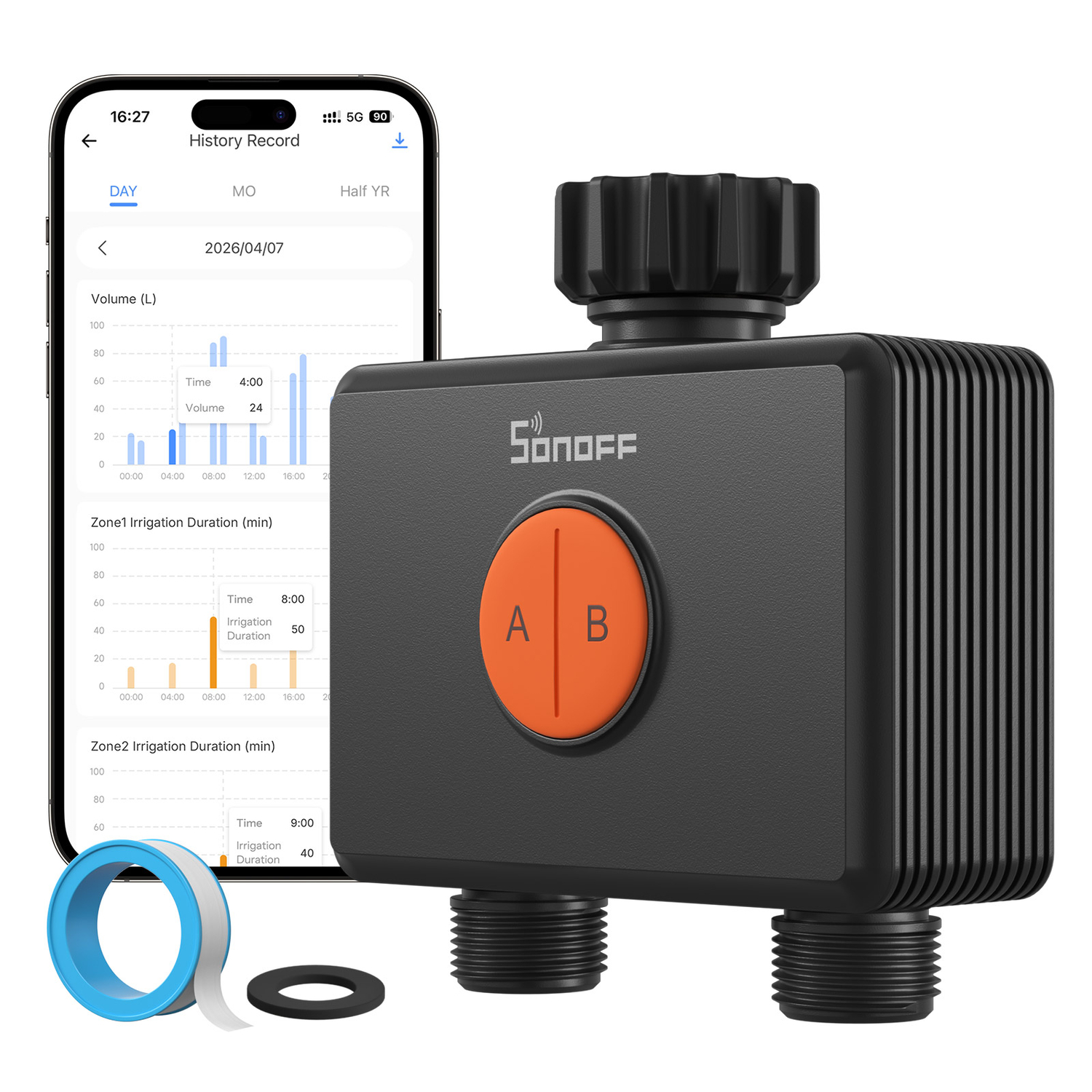 SONOFF Hydro DUO Dual-Channel Smartes Ventil mit Durchflussmesser (Zigbee)