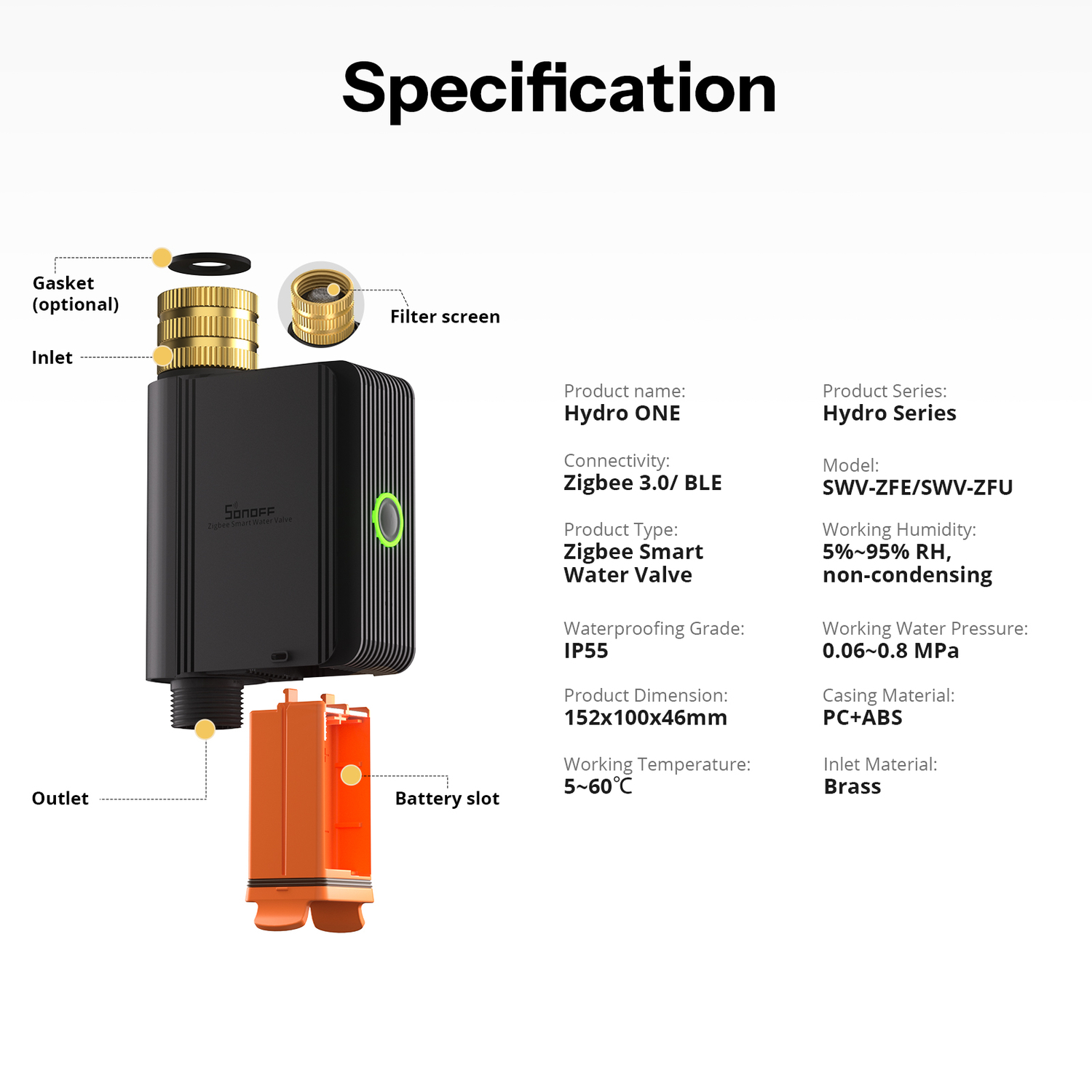 SONOFF Hydro Series Hydro ONE Smart Water Valve mit Durchflussmesser (Zigbee)