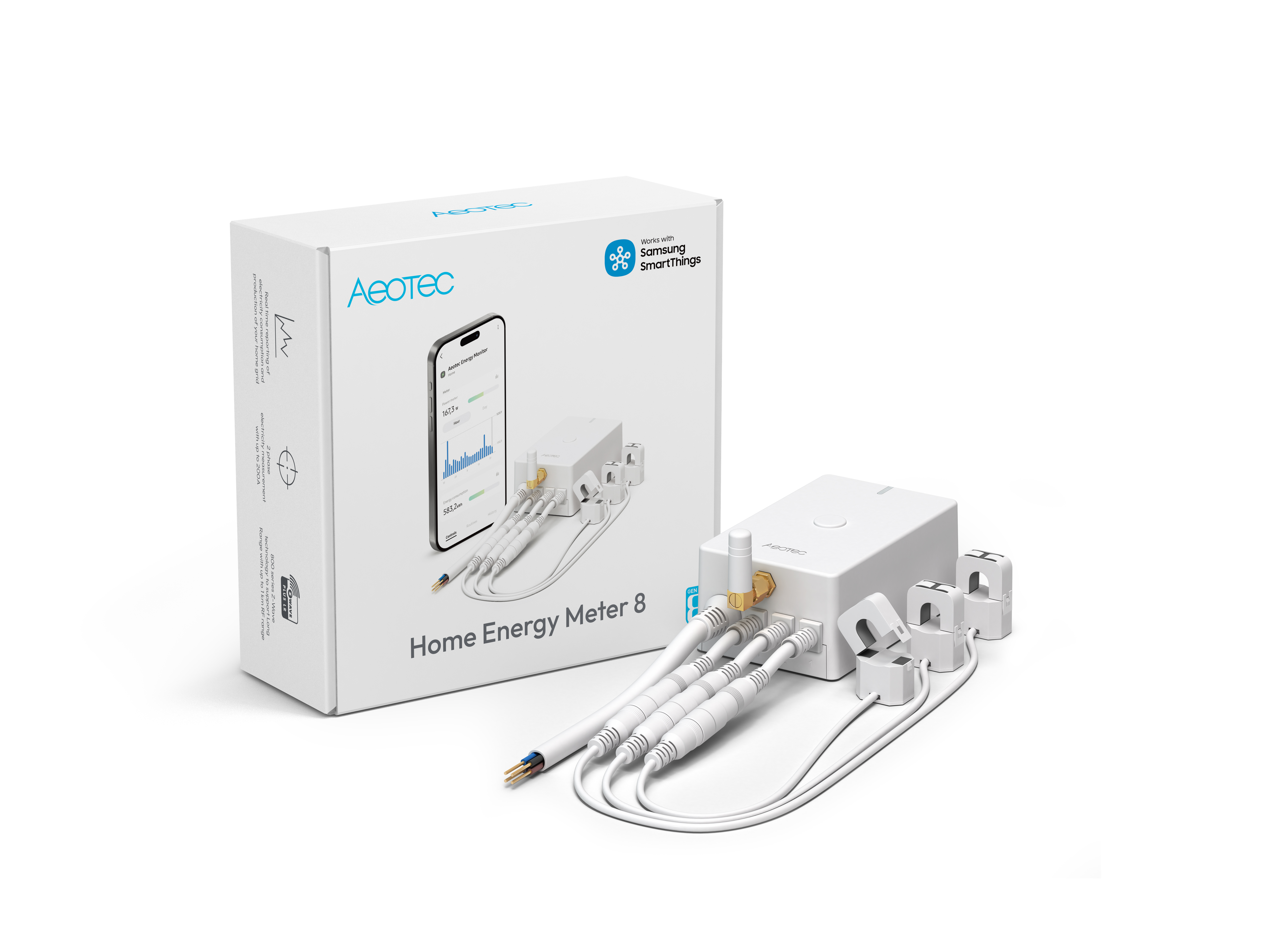 Aeotec Home Energy Meter 8 - drei Klemmen 60A - MwSt.-befreit nach §12 Abs. 3 UStG