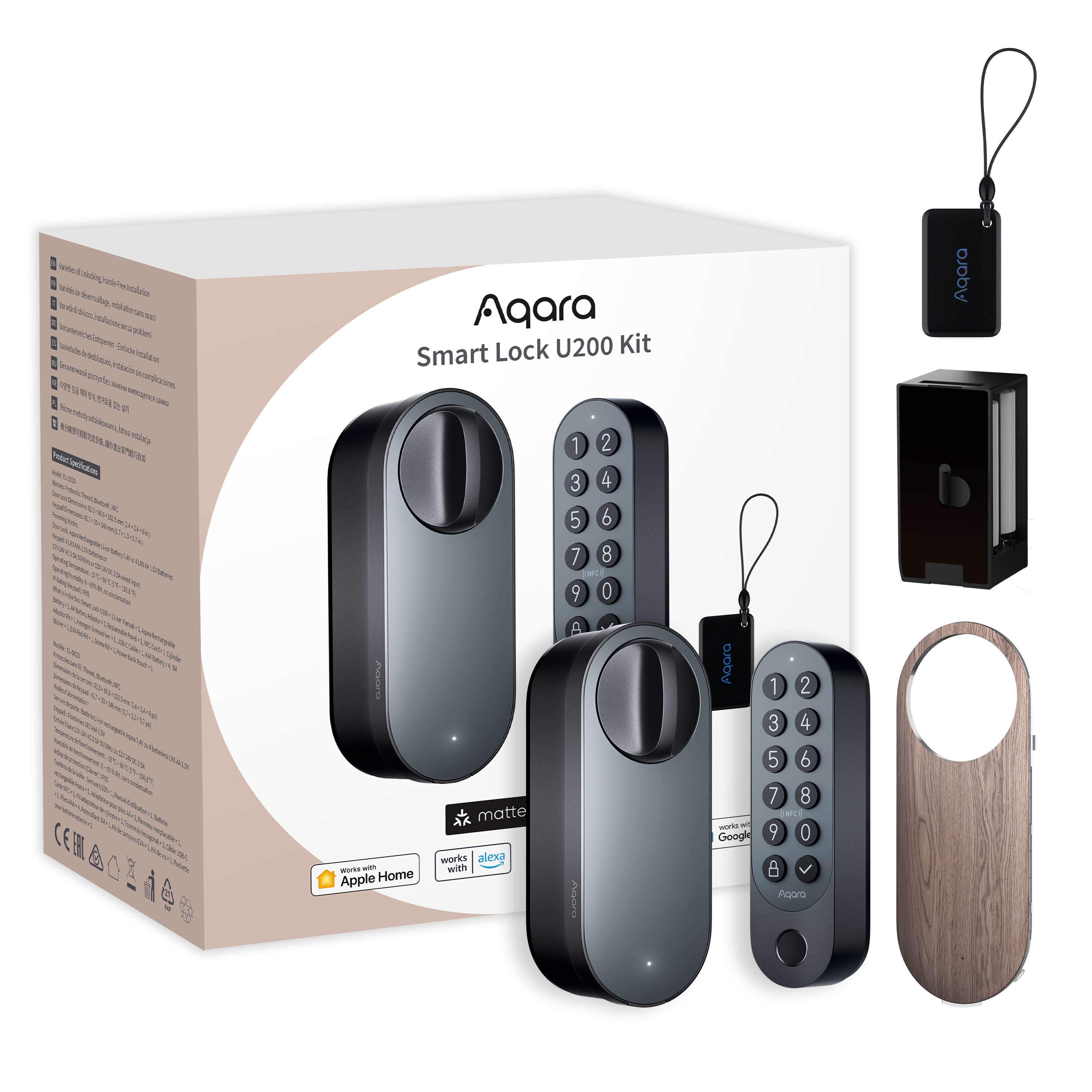 Aqara Smart Lock U200 KIT Schwarz (Matter over Thread)