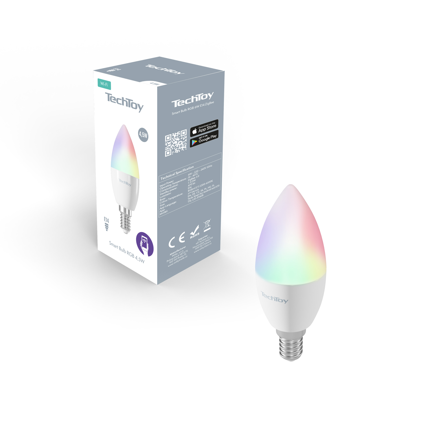 TechToy Smart Bulb RGB 4,5W E14 WLAN