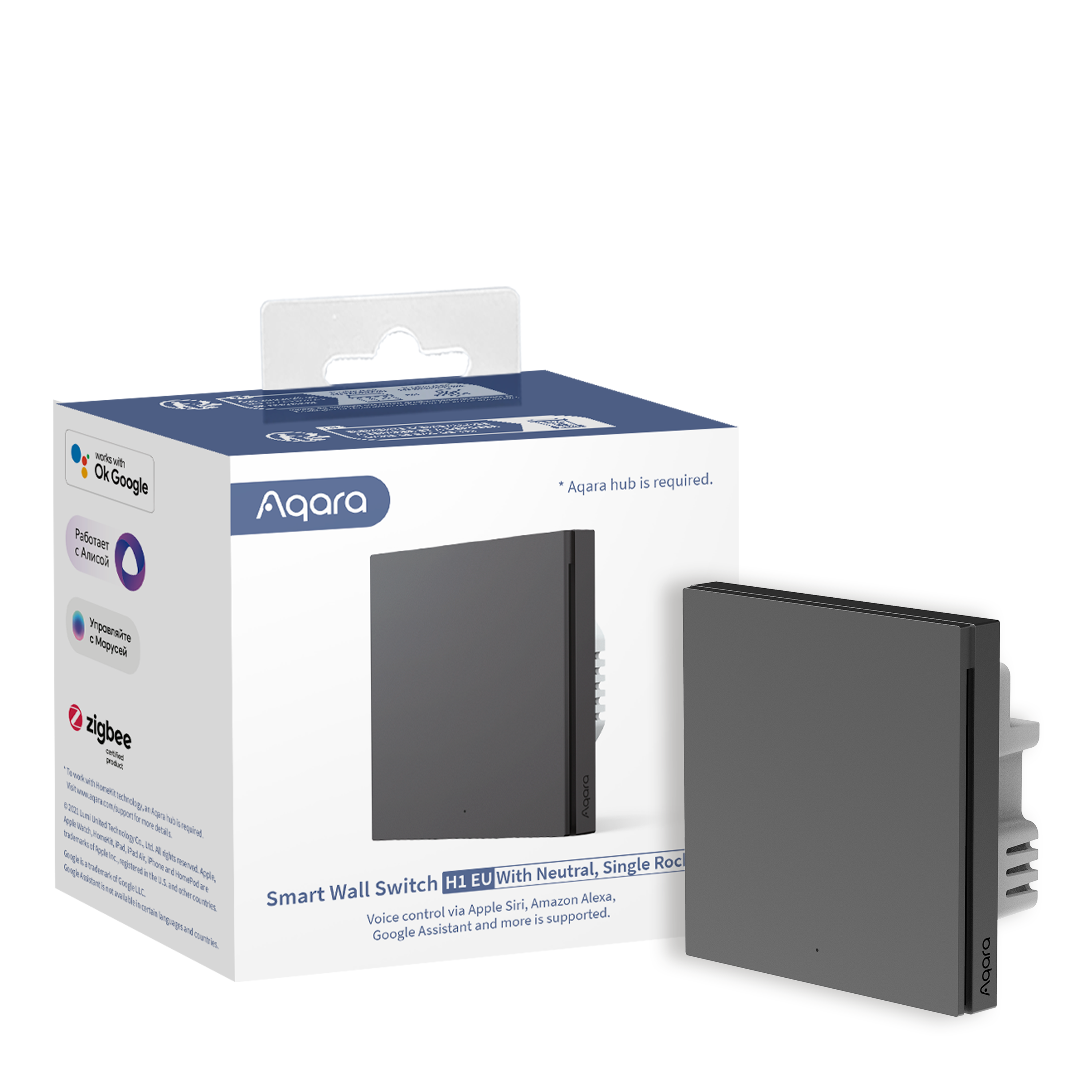 Aqara Smart Wall Switch H1 EU Grau Einfachschalter mit Neutralleiter (Zigbee)