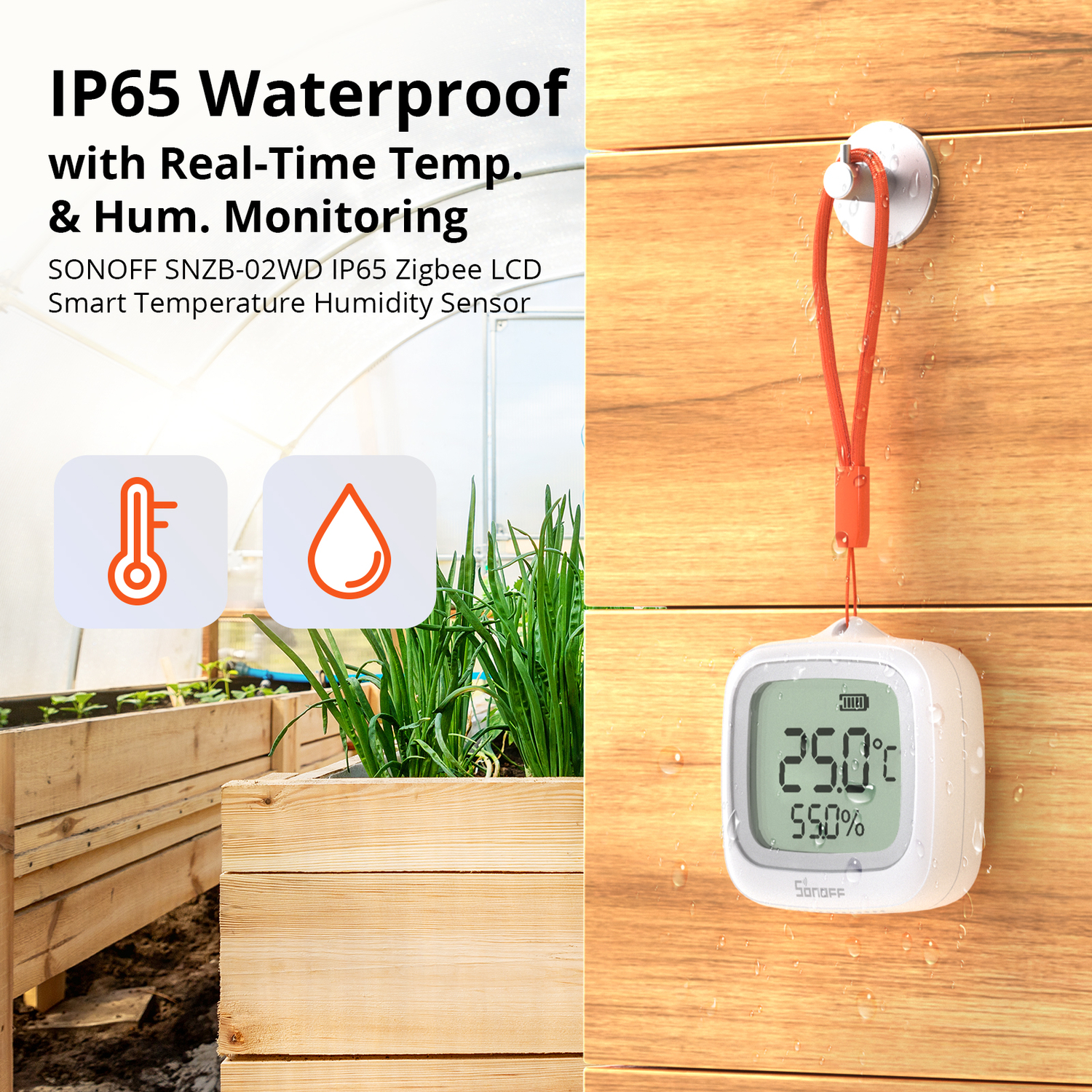 SONOFF LCD Smart Temperatur- und Feuchtigkeitssensor IP65 (Zigbee)